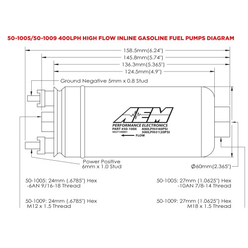Зовнішній паливний насос AEM 50-1009 400 л/год.