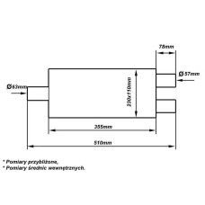 Резонатор TurboWorks, 63-57, 1-2, 355мм, 304SS 