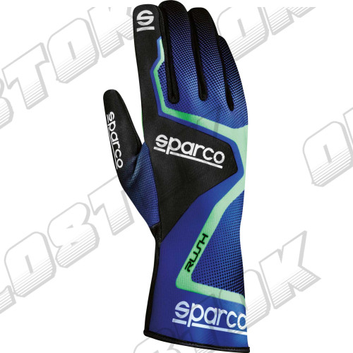 Перчатки Sparco Rush, синий/зеленый, 10 размер