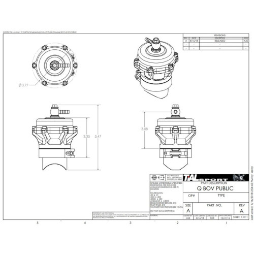 Блоу офф TiAL Q BOV 50mm, 0,8 бар, сірий