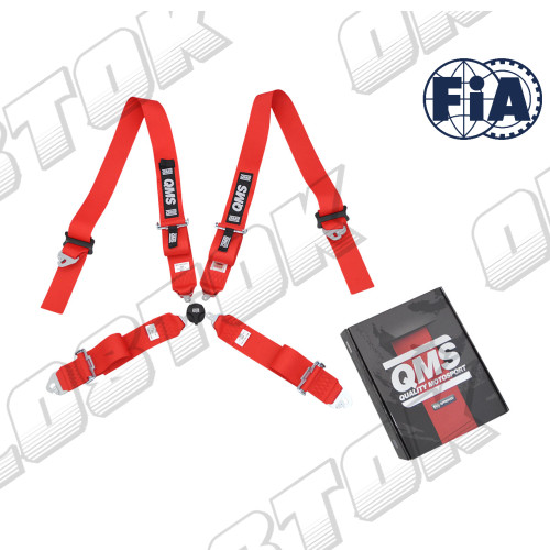 Паски безпеки FIA, QMS 3" (76мм), фаст лок, червоні