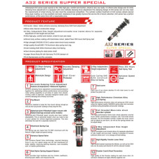 Койловери BMW E46, True Coilover, 8/5кг, Adlerspeed